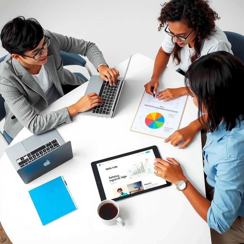 Team of web designers collaborating on a project