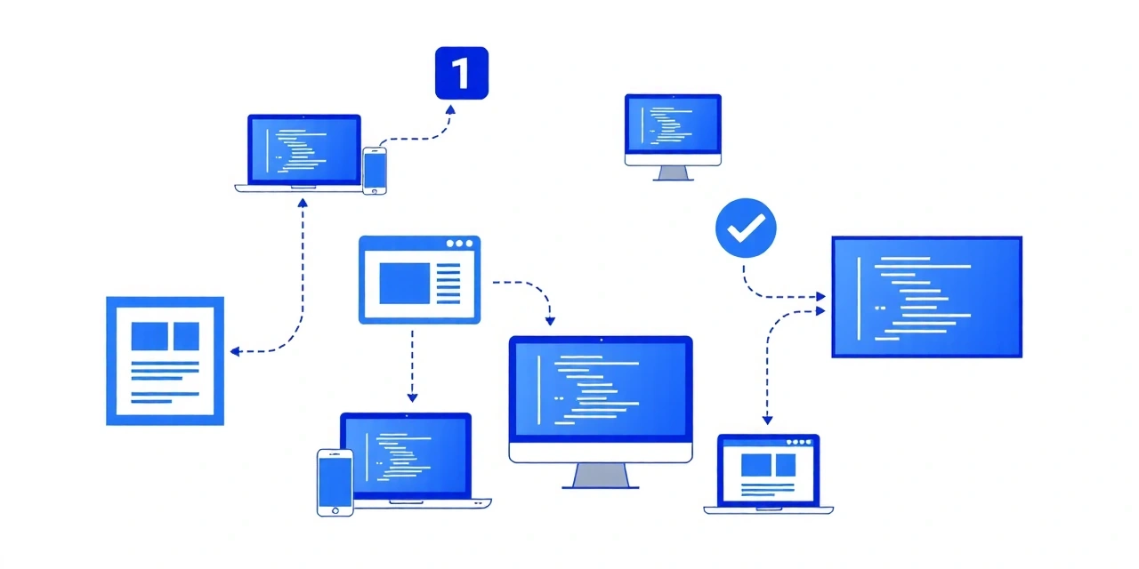 Web development process showing design, development, and testing phases