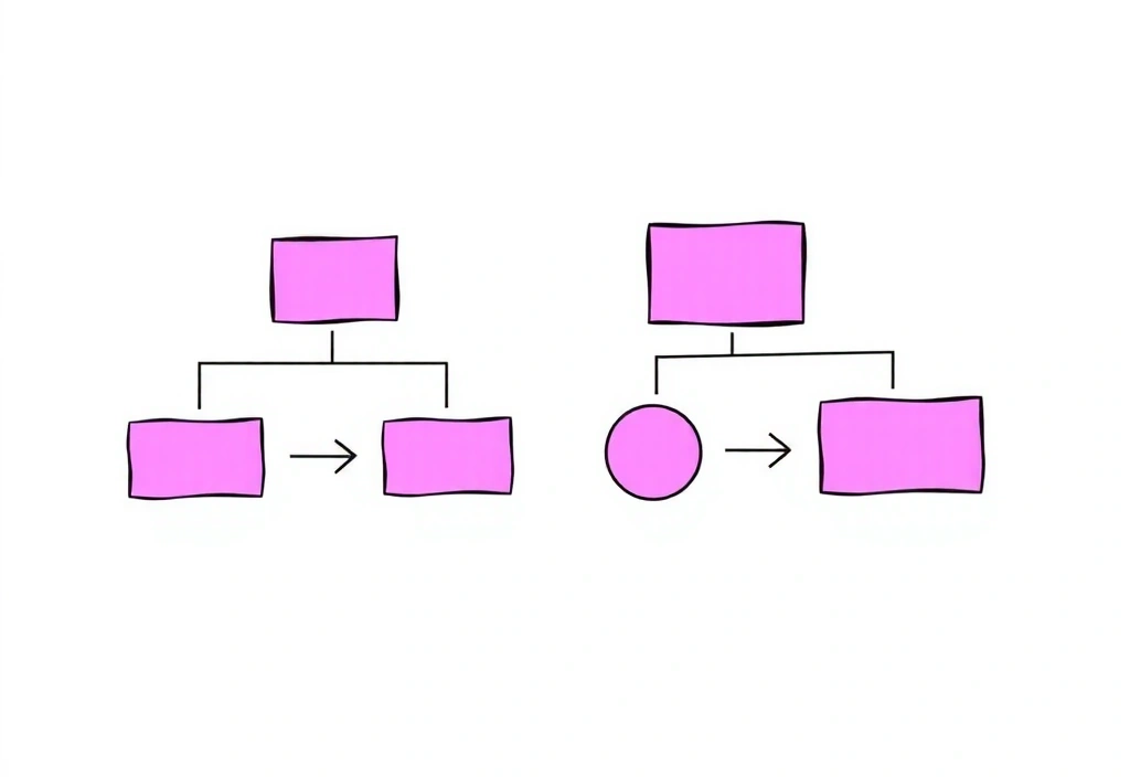 Website wireframes and information architecture showing navigation structure